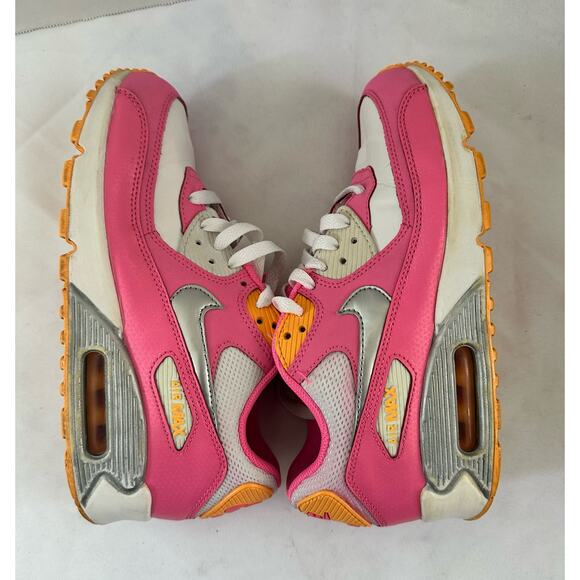 Youth Nike air Max 90 GS pink glow / metallic/Silver Rare Color Size 6.5 Y - Picture 4 of 7